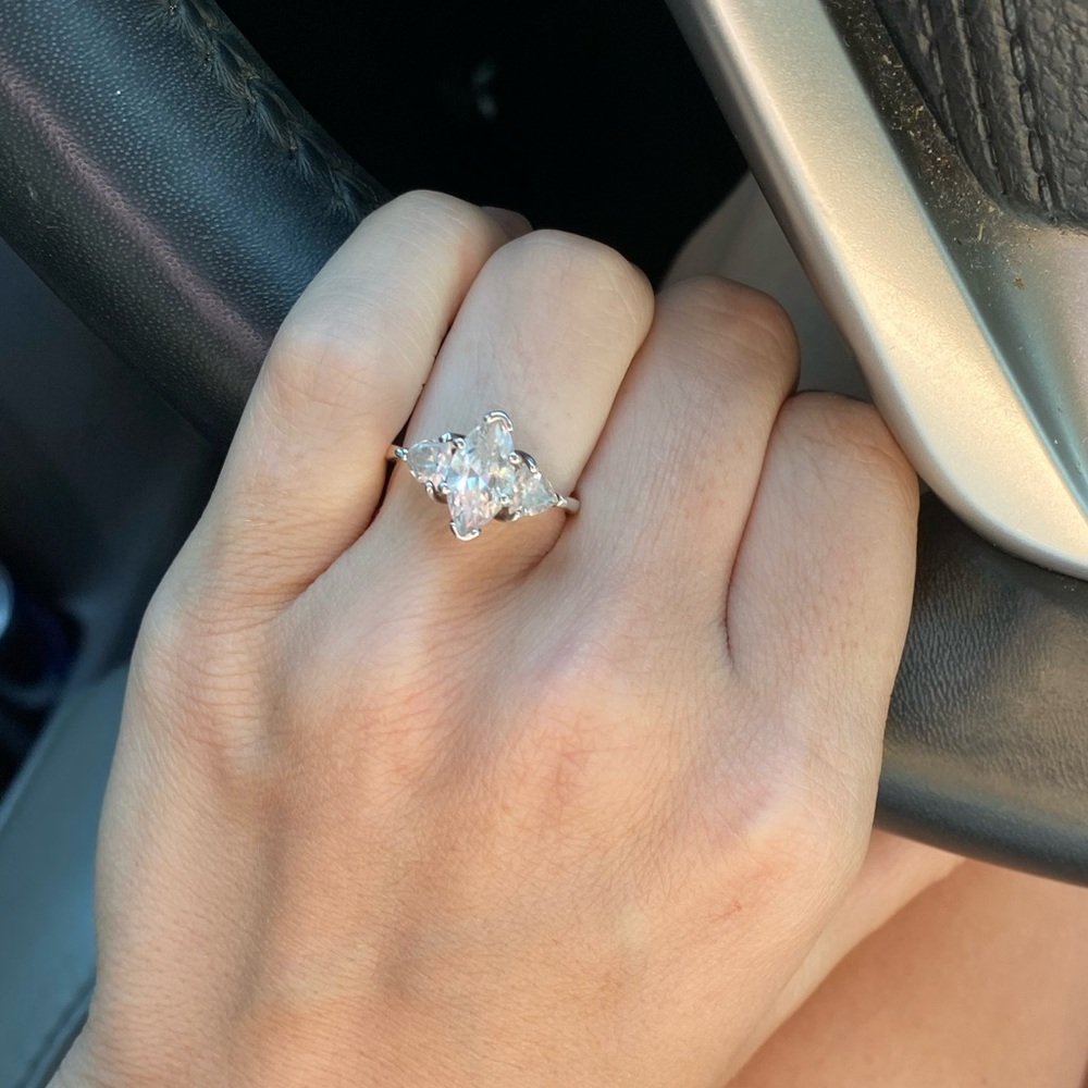Sterling 925 Silver Lab Created Marquise Engagement Ring